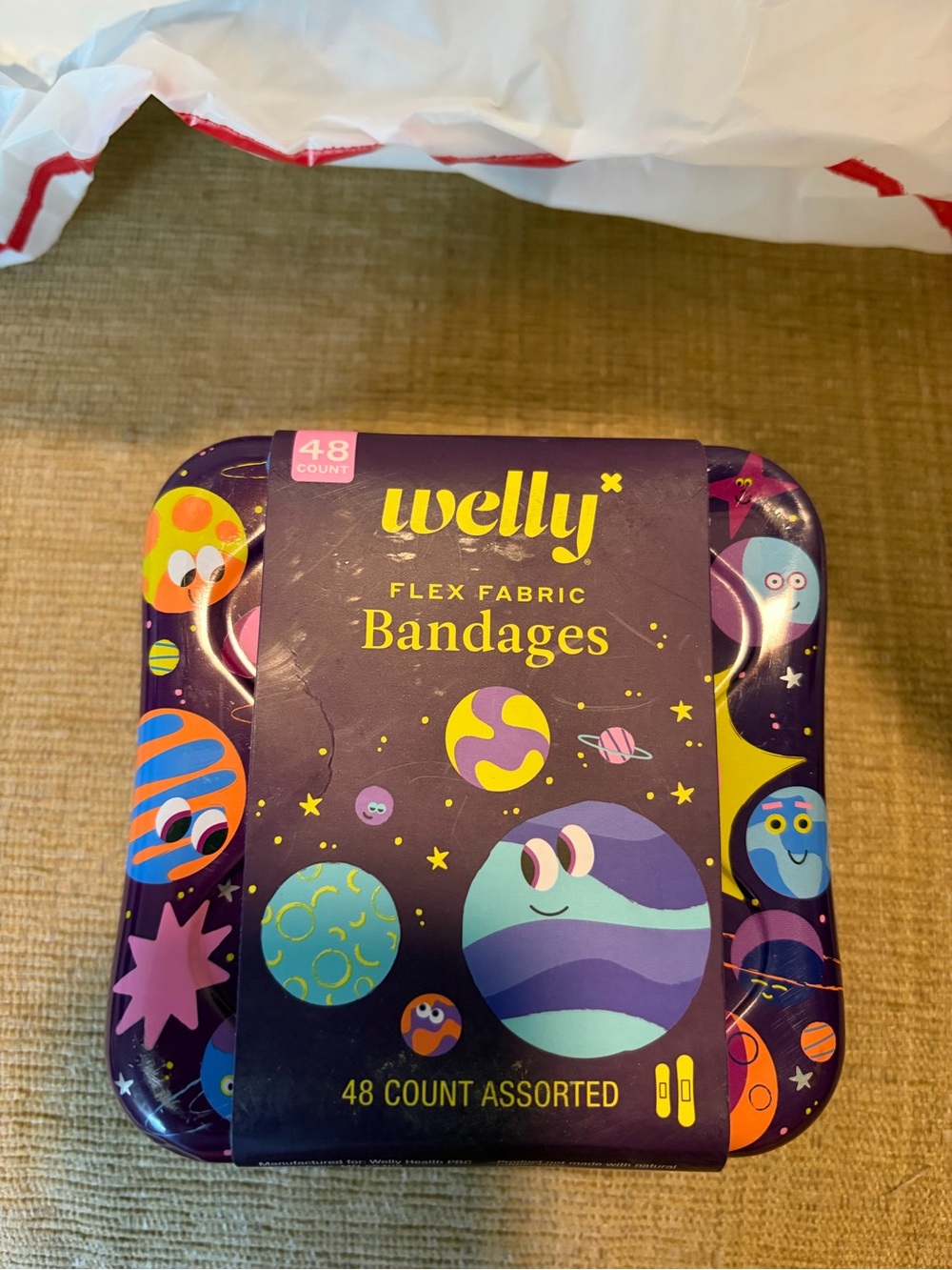 Welly Flex Fabric Bandages Tin - Assorted Purple Space Design